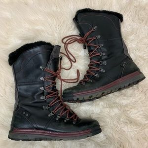 Merrell black and red lace up winter boots